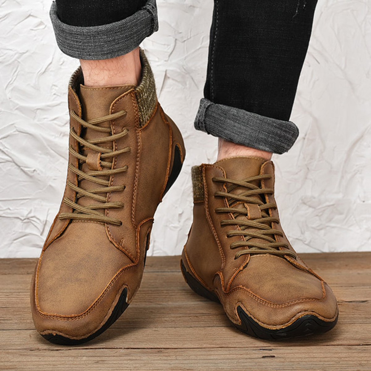 Men's Ankle Boots High Top Quality Flats Shoes
