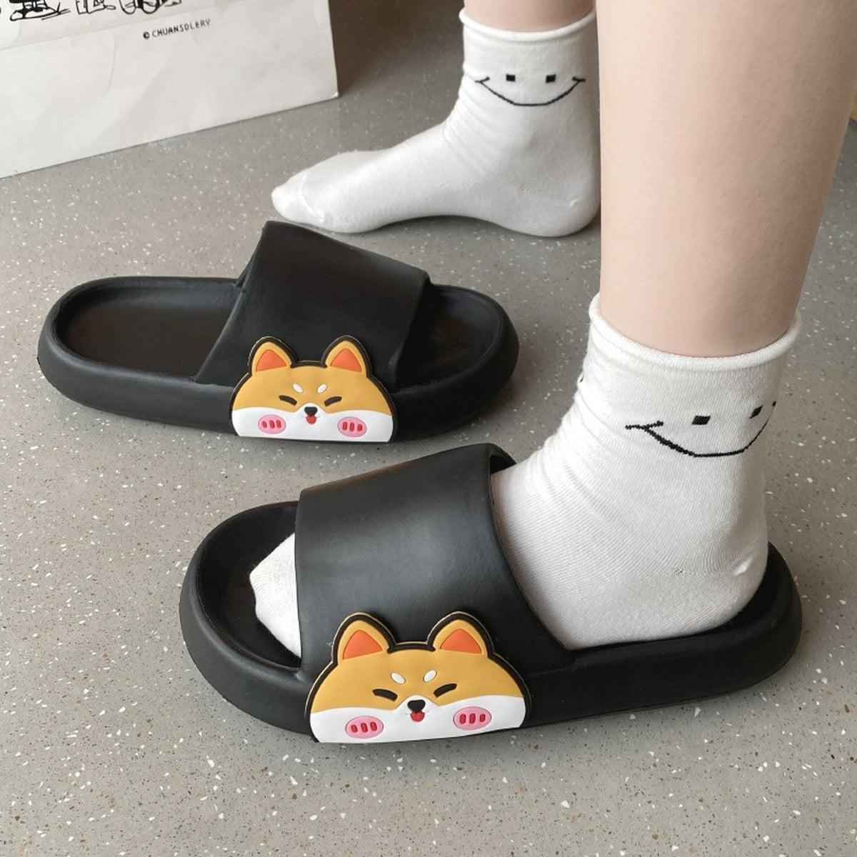 Men's Bathroom Antiskid Cartoon Wearing Sandals Slippers