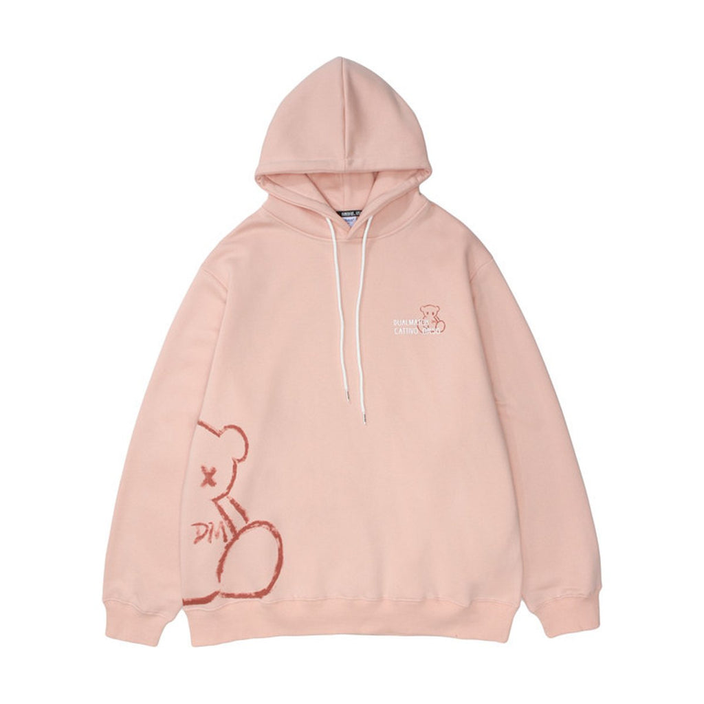 Men's Bear Print Hooded Sweatshirt