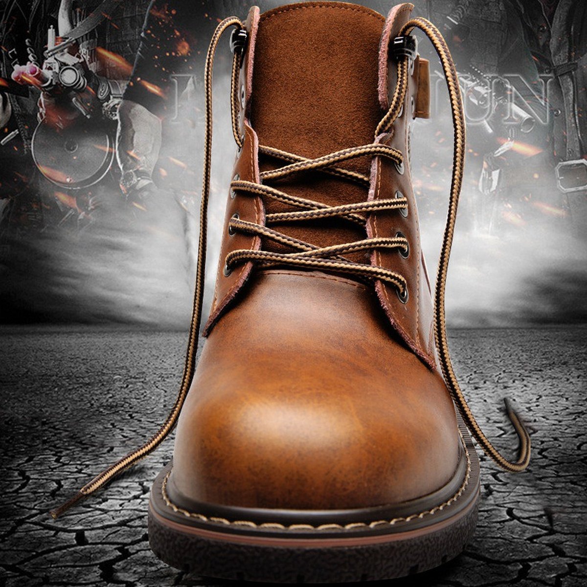 Men's British Fleece-lined Martin Boots Casual Mid-top
