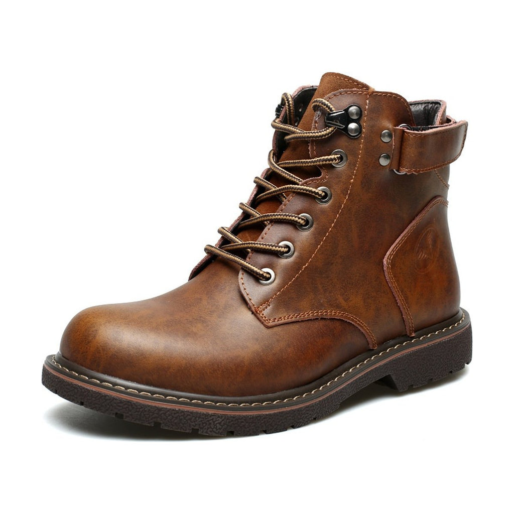 Men's British Fleece-lined Martin Boots Casual Mid-top