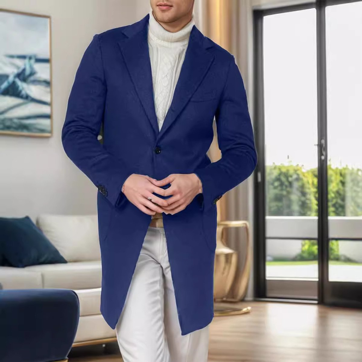 Men's British Medium-length Wool Coat