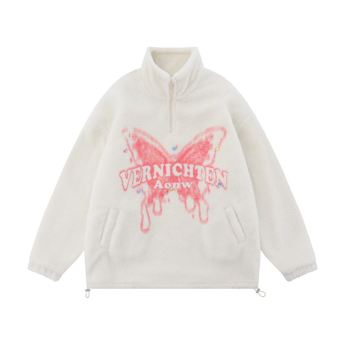 Men's Butterfly Print Lamb Wool Sweatshirt