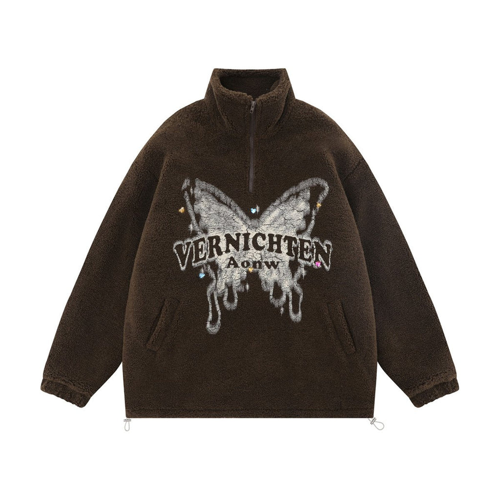 Men's Butterfly Print Lamb Wool Sweatshirt