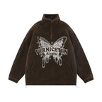 Men's Butterfly Print Lamb Wool Sweatshirt