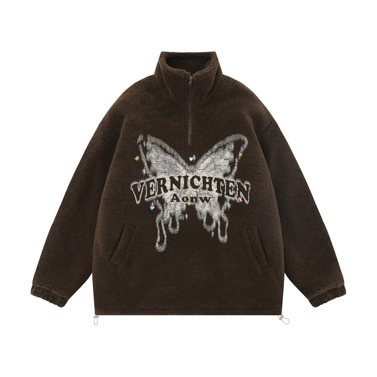 Men's Butterfly Print Lamb Wool Sweatshirt