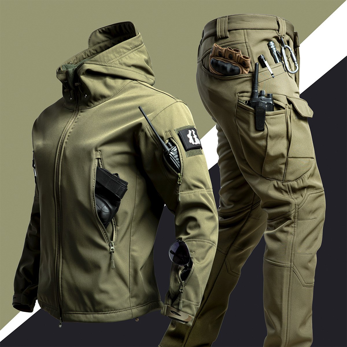 Men's Camouflage Outdoors Shell Jacket Suit