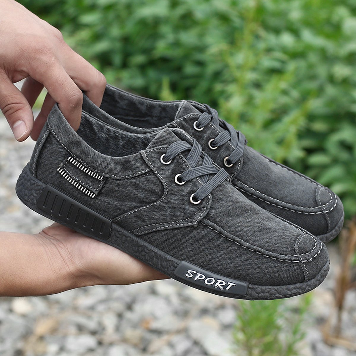 Men's Canvas Shoes Washed Denim Board