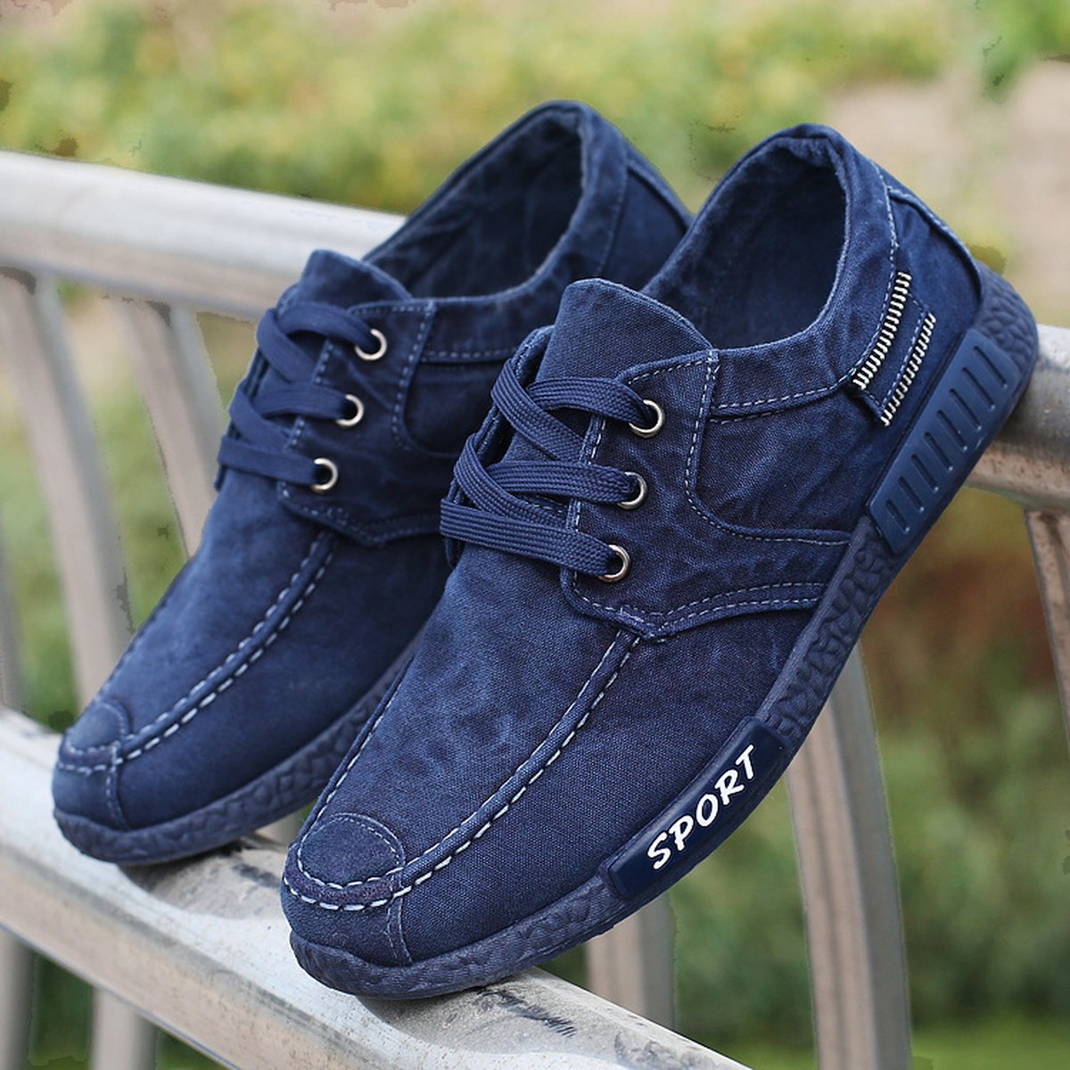 Men's Canvas Shoes Washed Denim Board