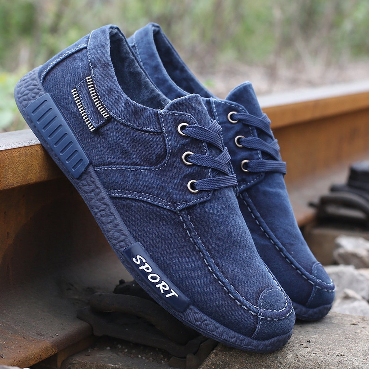 Men's Canvas Shoes Washed Denim Board