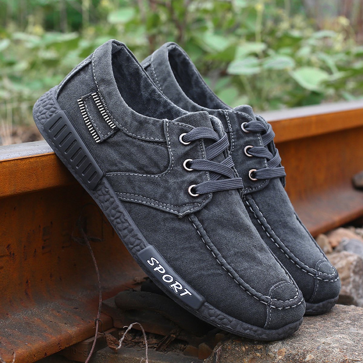 Men's Canvas Shoes Washed Denim Board