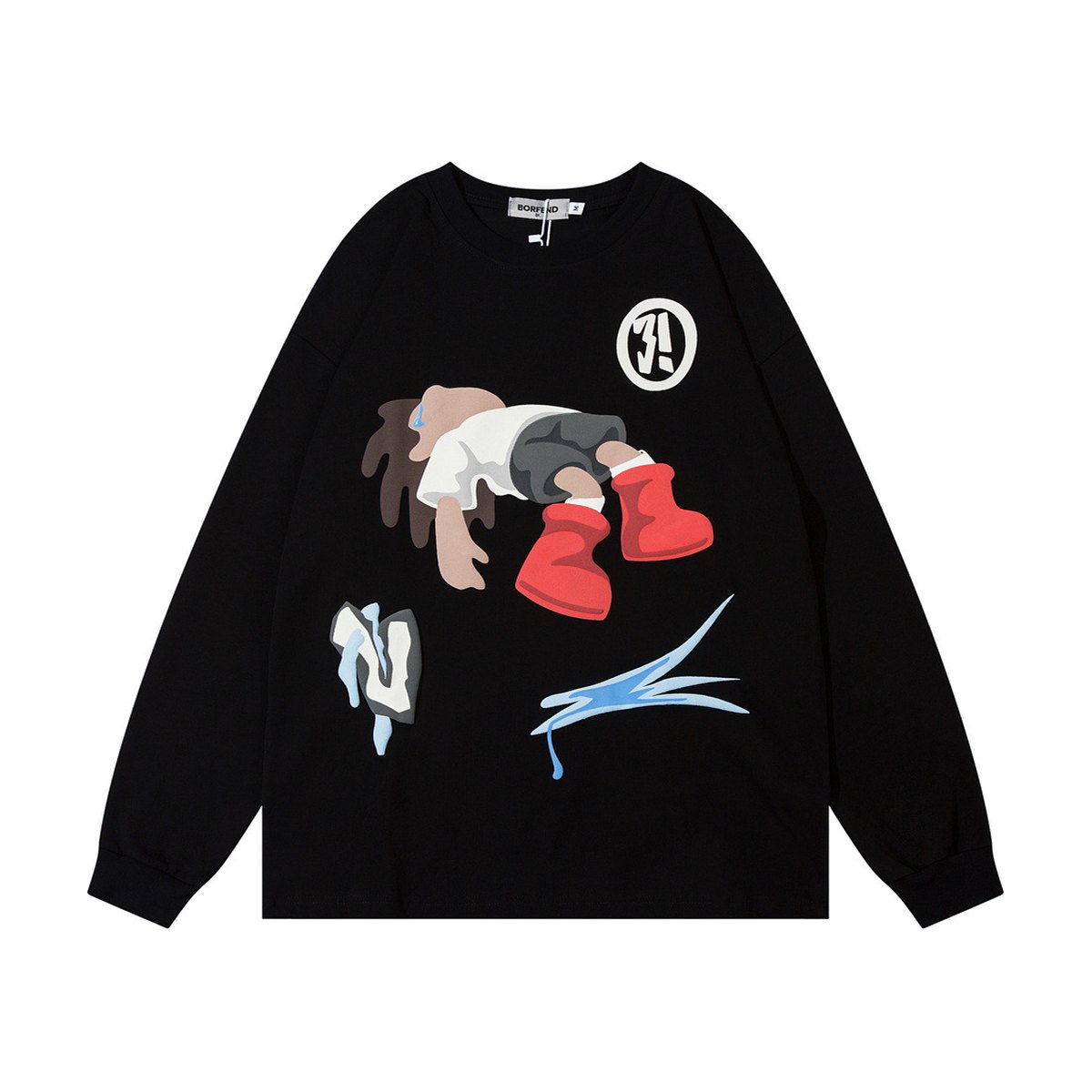 Men's Cartoon Printed Crew Neck Sweatshirt