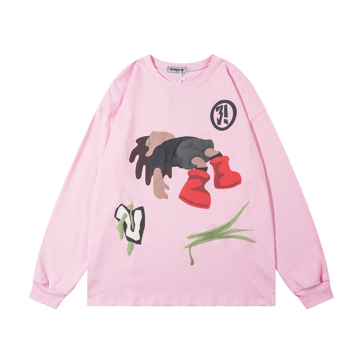 Men's Cartoon Printed Crew Neck Sweatshirt