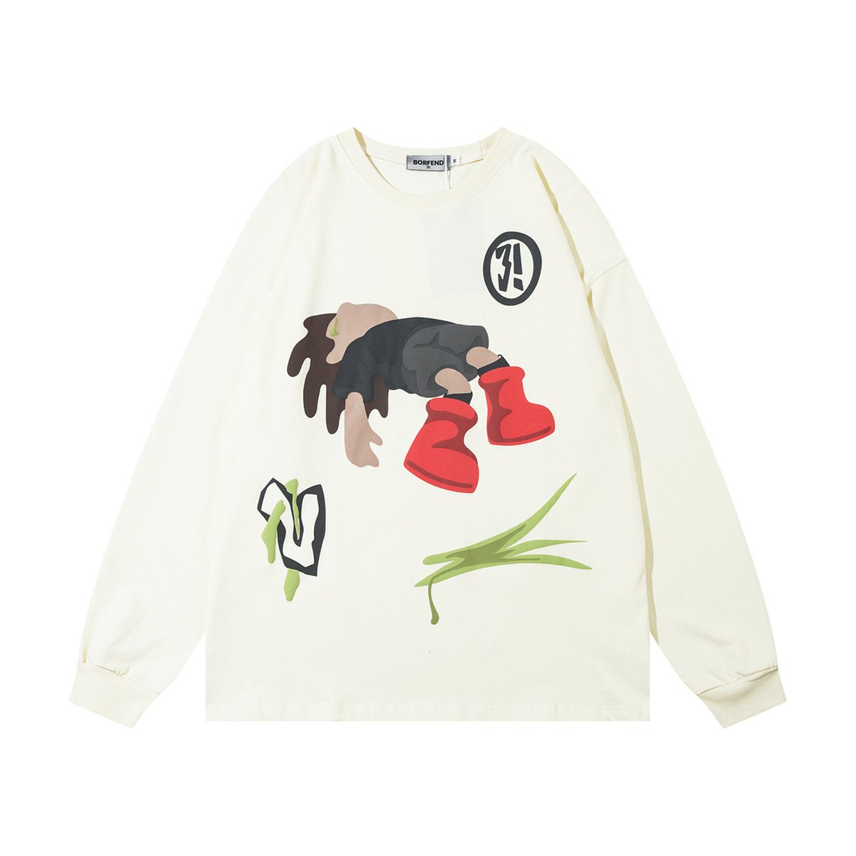 Men's Cartoon Printed Crew Neck Sweatshirt
