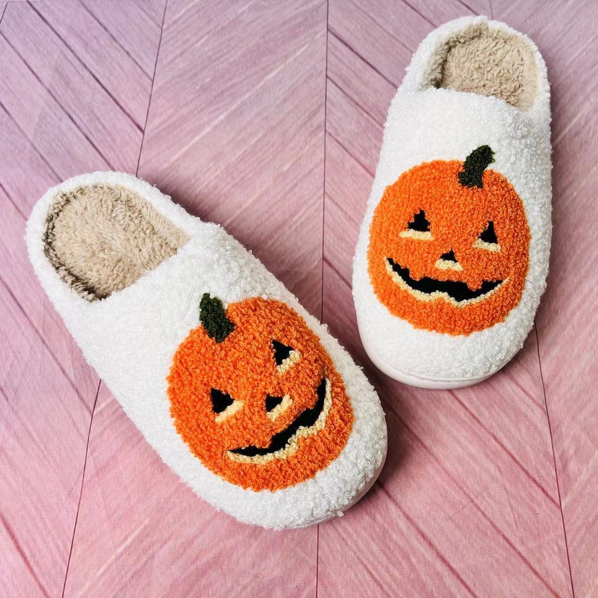 Men's Cartoon Pumpkin Cotton Slippers