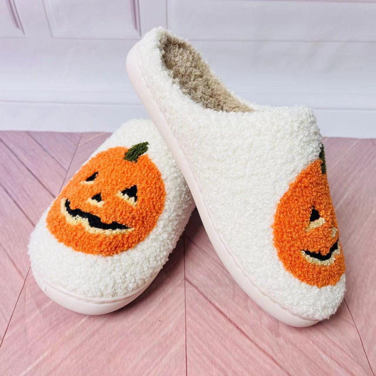 Men's Cartoon Pumpkin Cotton Slippers