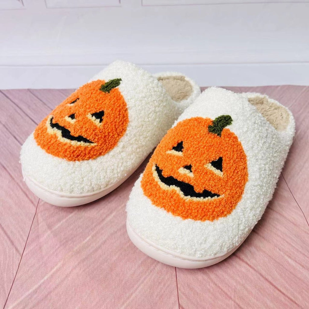 Men's Cartoon Pumpkin Cotton Slippers