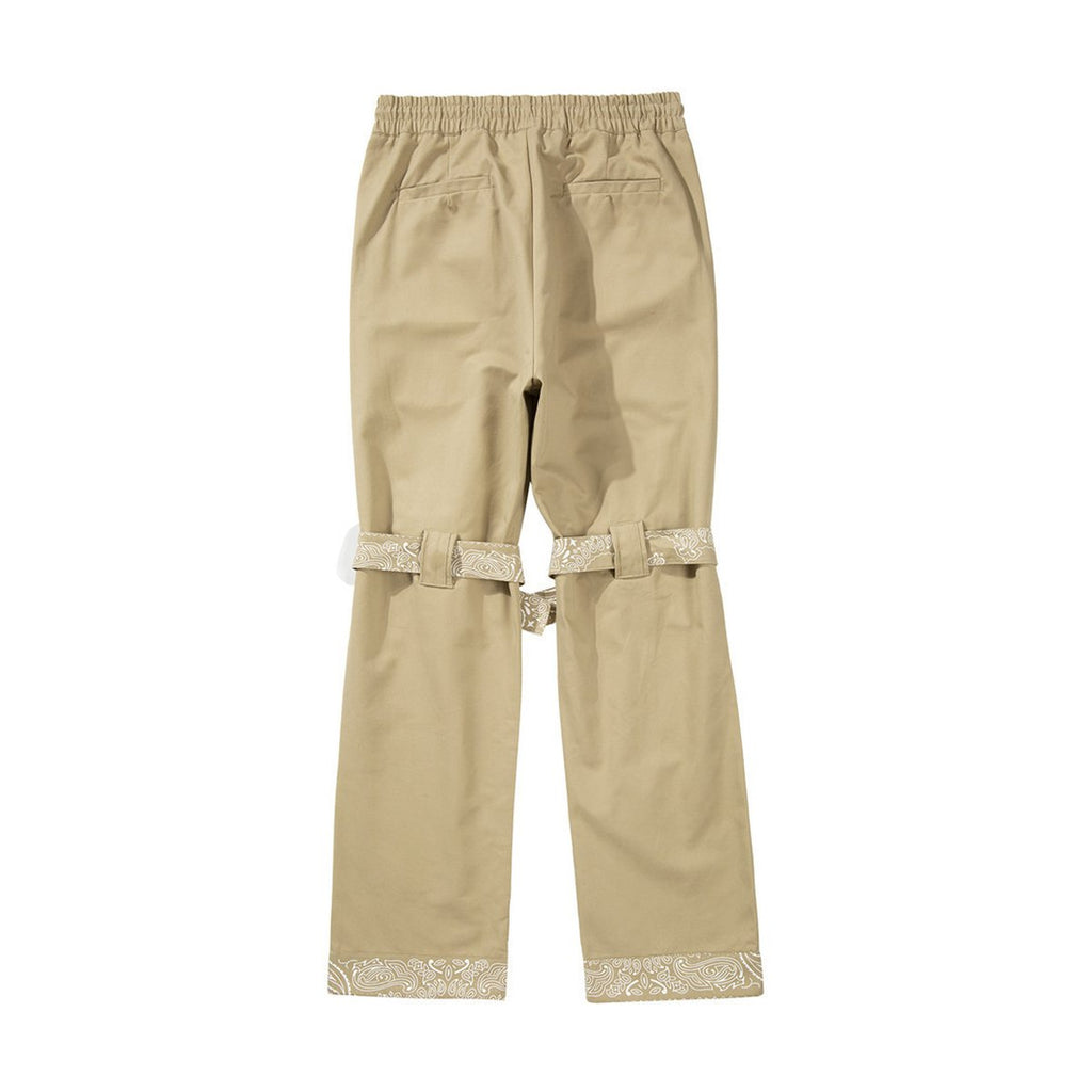 Men's Cashew Flower Strap Casual Cargo Pants