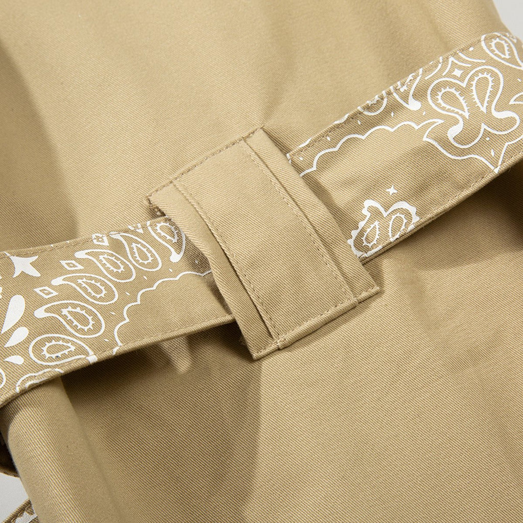 Men's Cashew Flower Strap Casual Cargo Pants