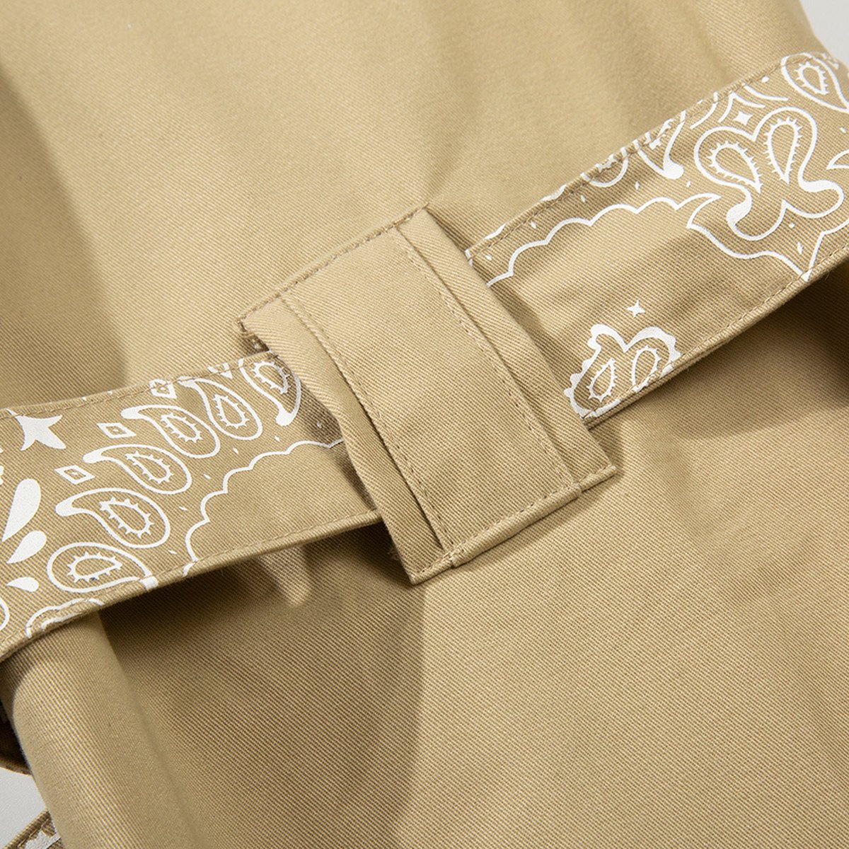 Men's Cashew Flower Strap Casual Cargo Pants