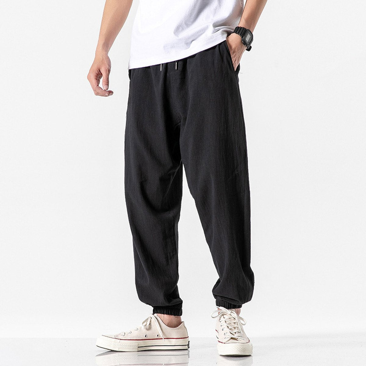 Men's Casual Cropped Pants Thin Linen Sports