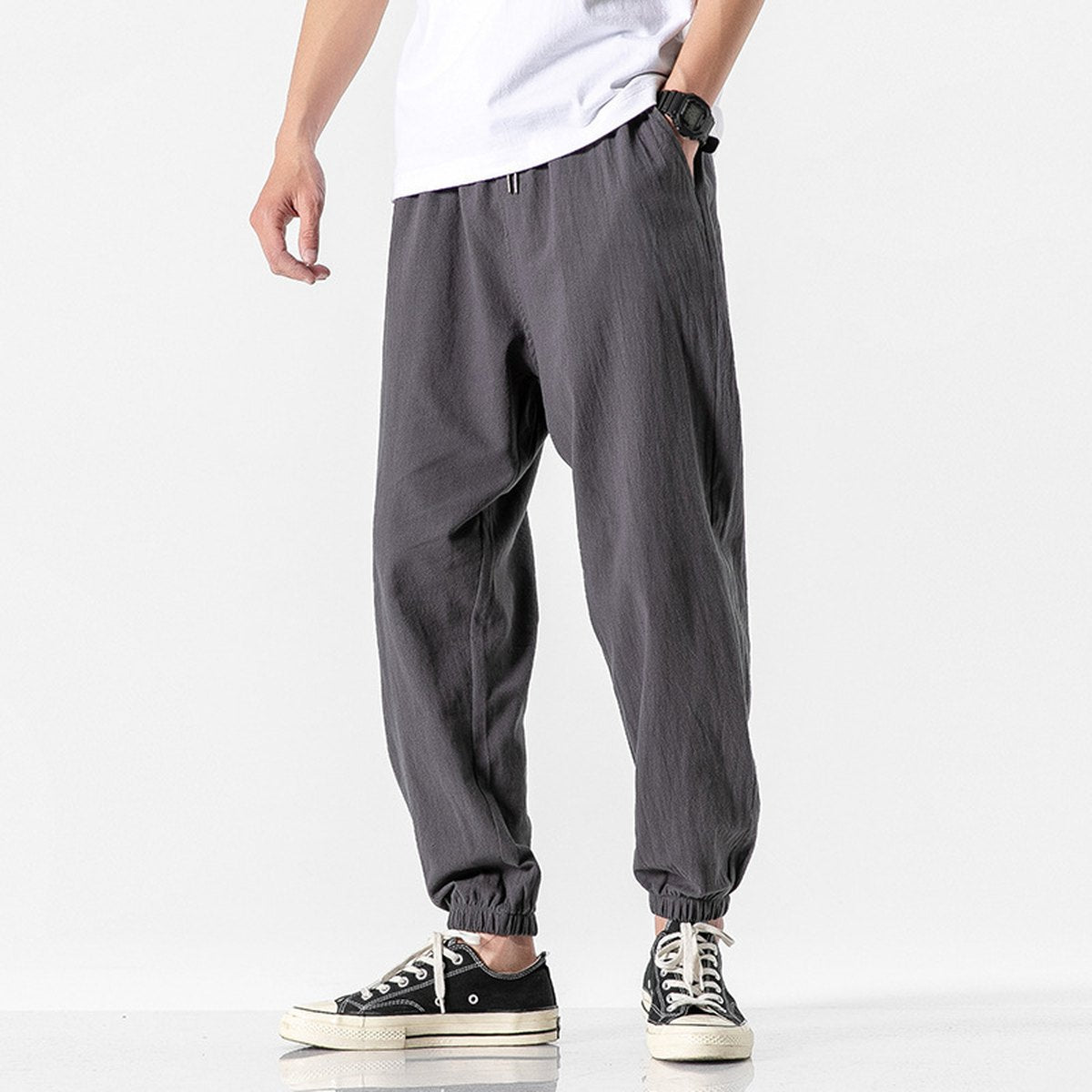Men's Casual Cropped Pants Thin Linen Sports