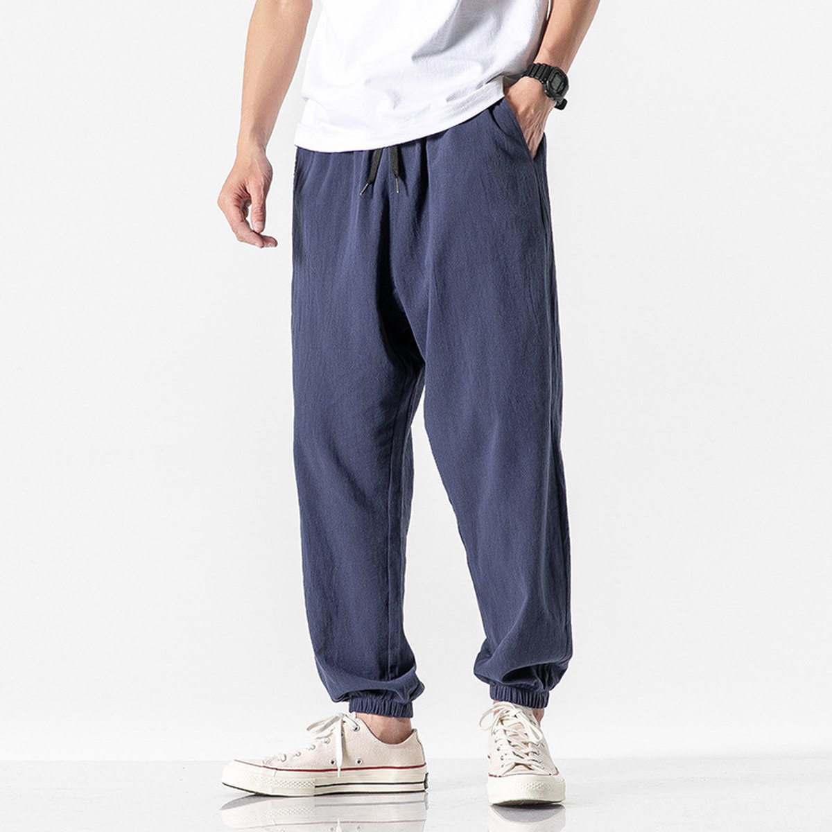 Men's Casual Cropped Pants Thin Linen Sports