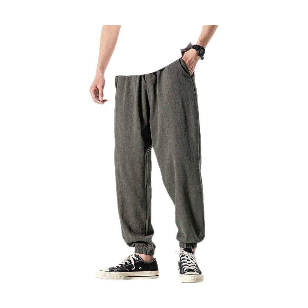 Men's Casual Cropped Pants Thin Linen Sports
