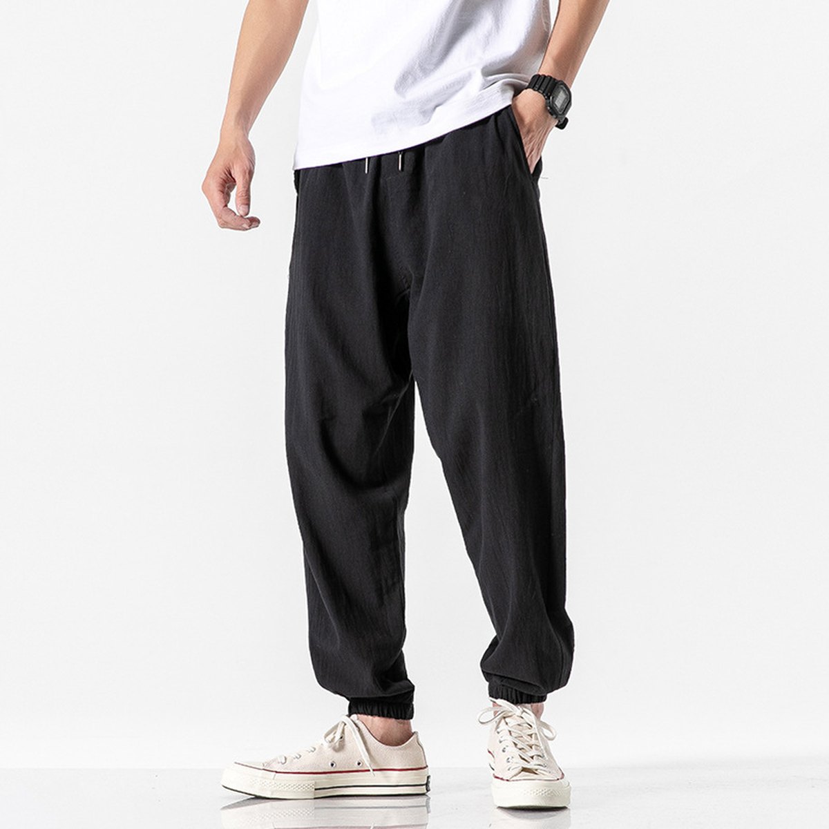 Men's Casual Cropped Pants Thin Linen Sports