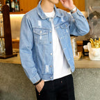 Men's Casual Loose Ripped Denim Jacket
