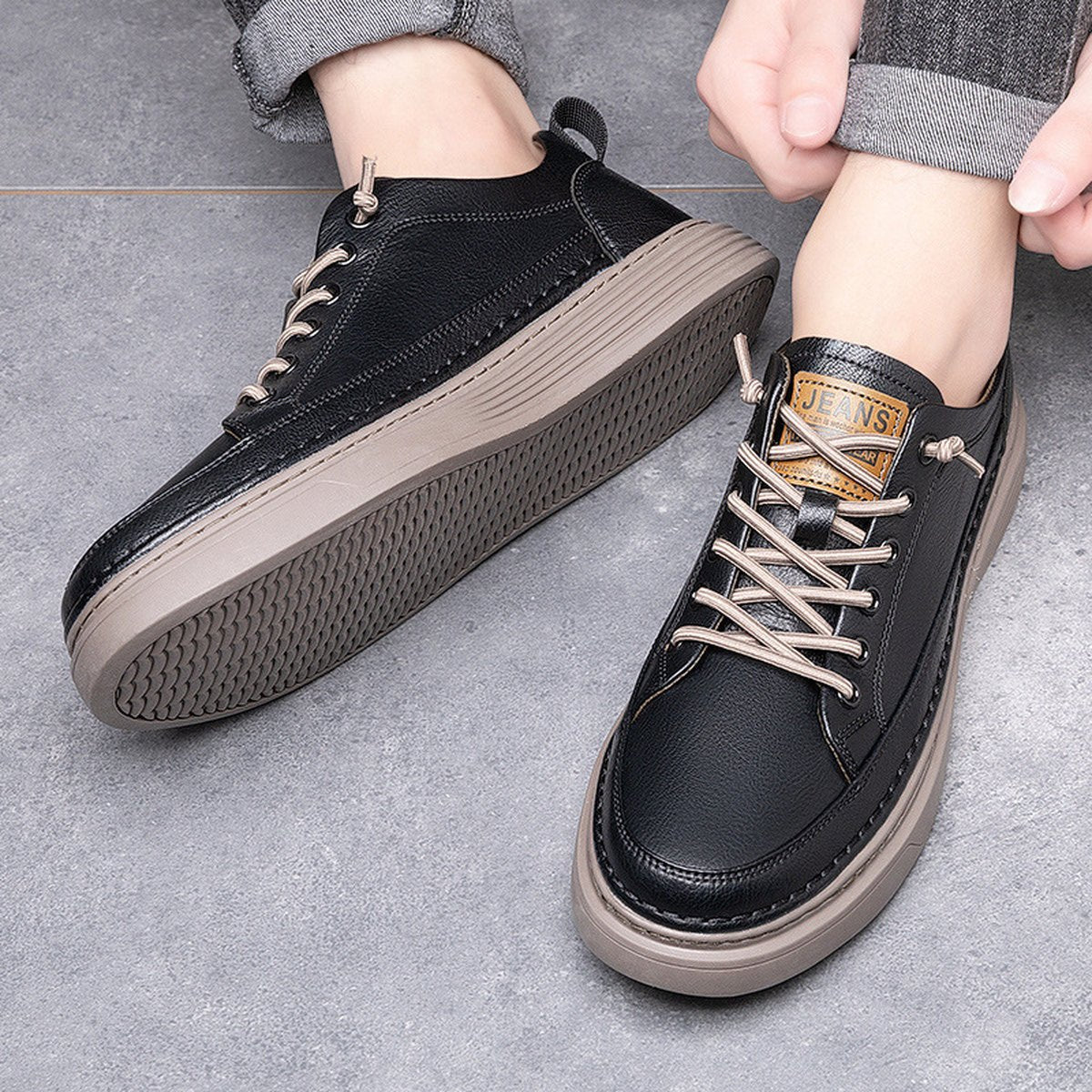 Men's Casual Sneakers Work Waterproof Flat Shoes
