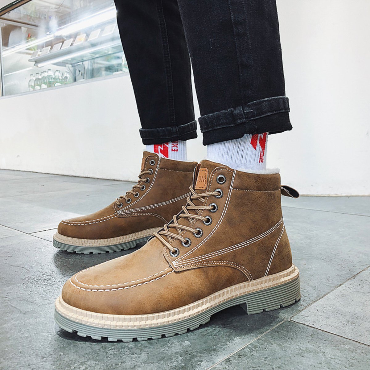 Men's Casual Thick-soled Lace-up Retro Work Boots