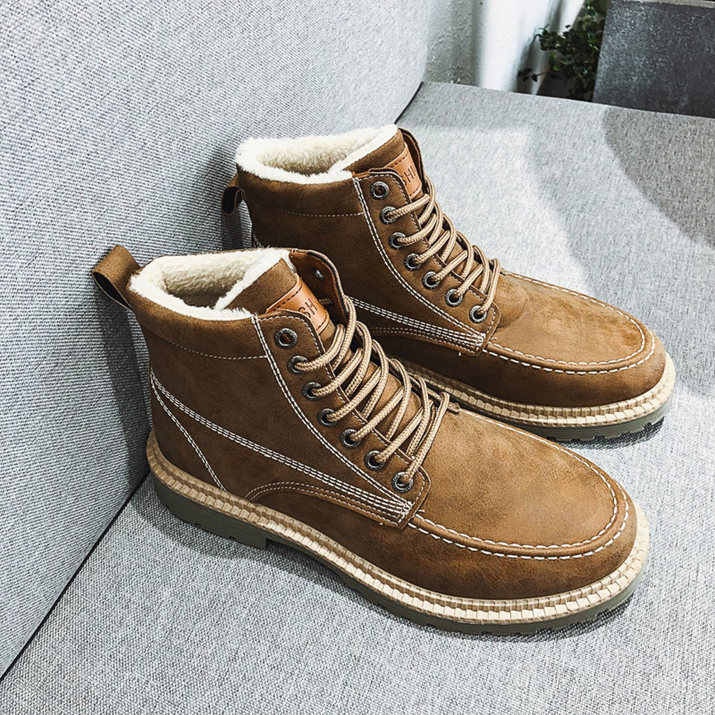 Men's Casual Thick-soled Lace-up Retro Work Boots