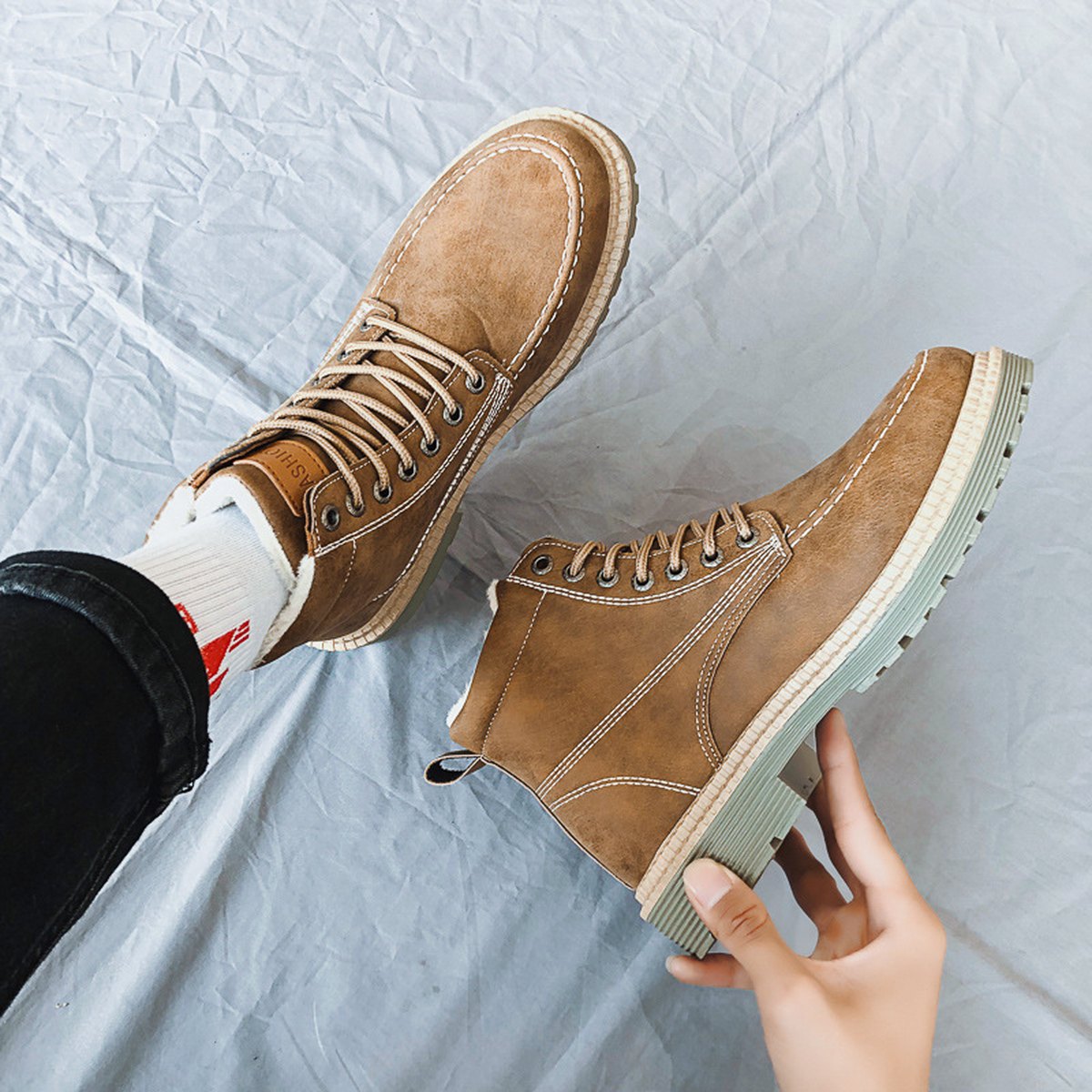 Men's Casual Thick-soled Lace-up Retro Work Boots