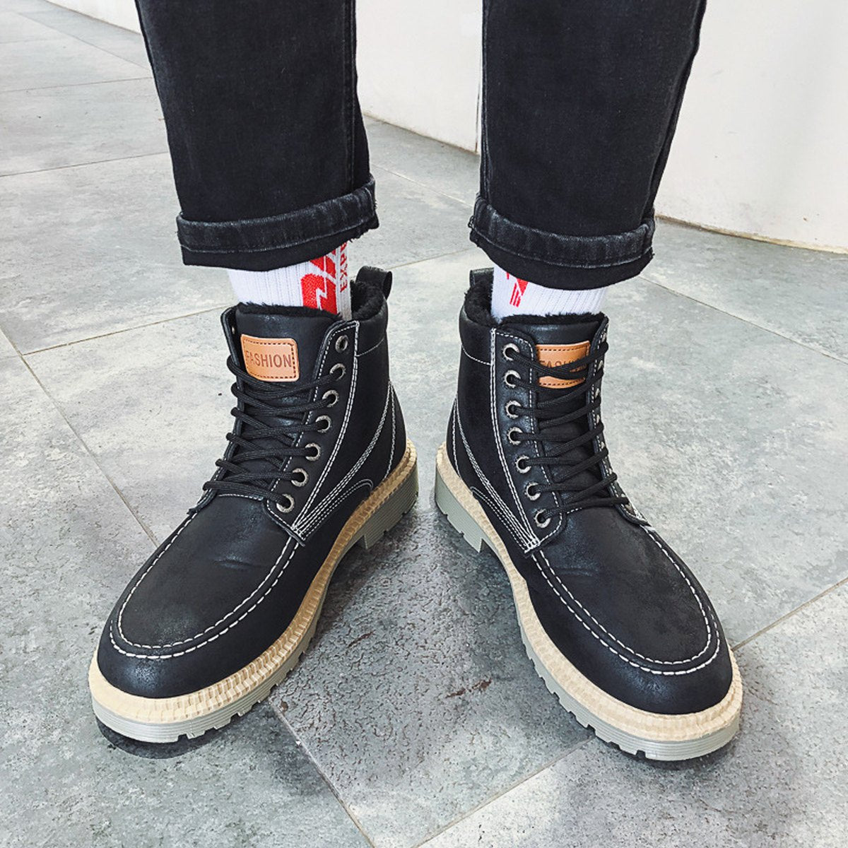 Men's Casual Thick-soled Lace-up Retro Work Boots