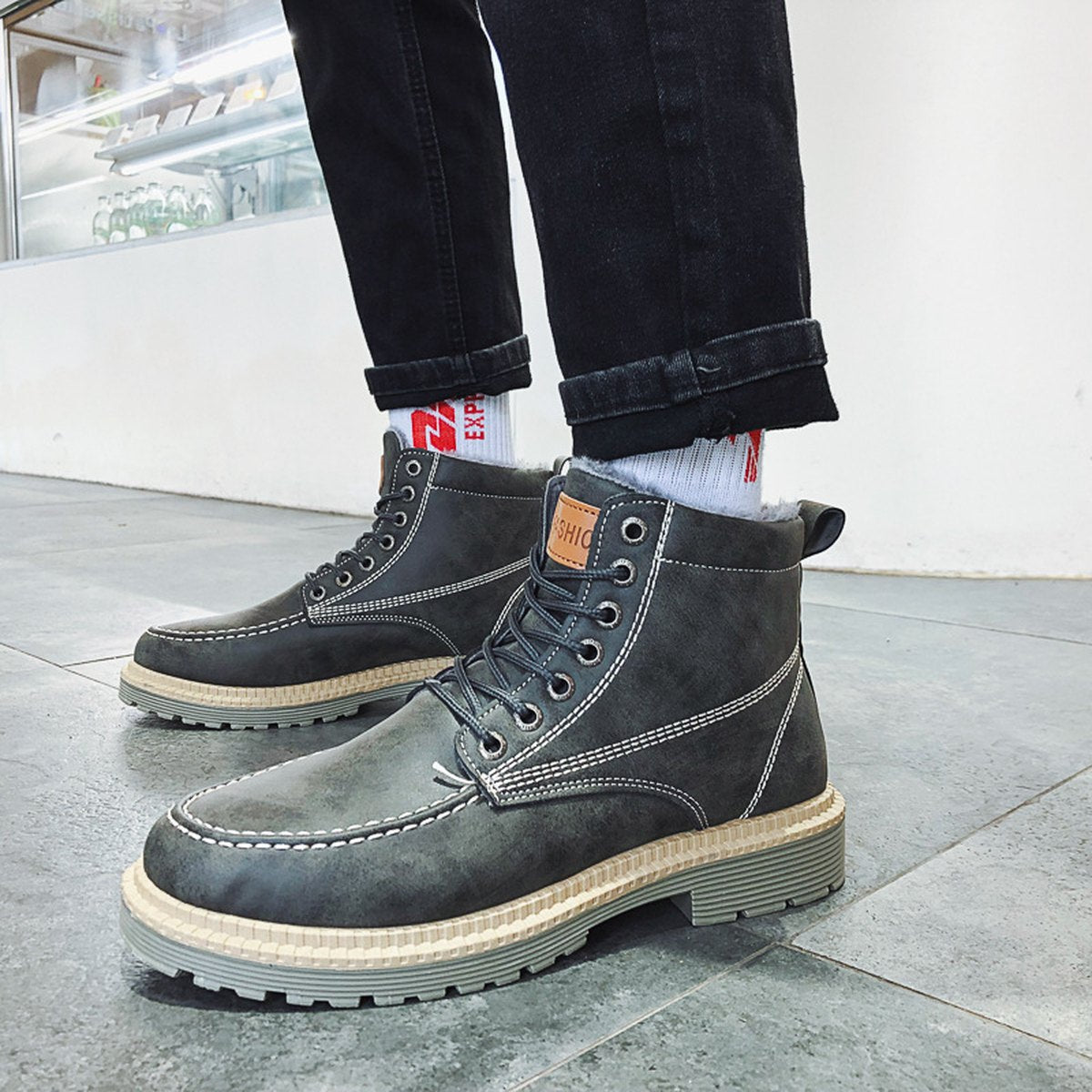Men's Casual Thick-soled Lace-up Retro Work Boots