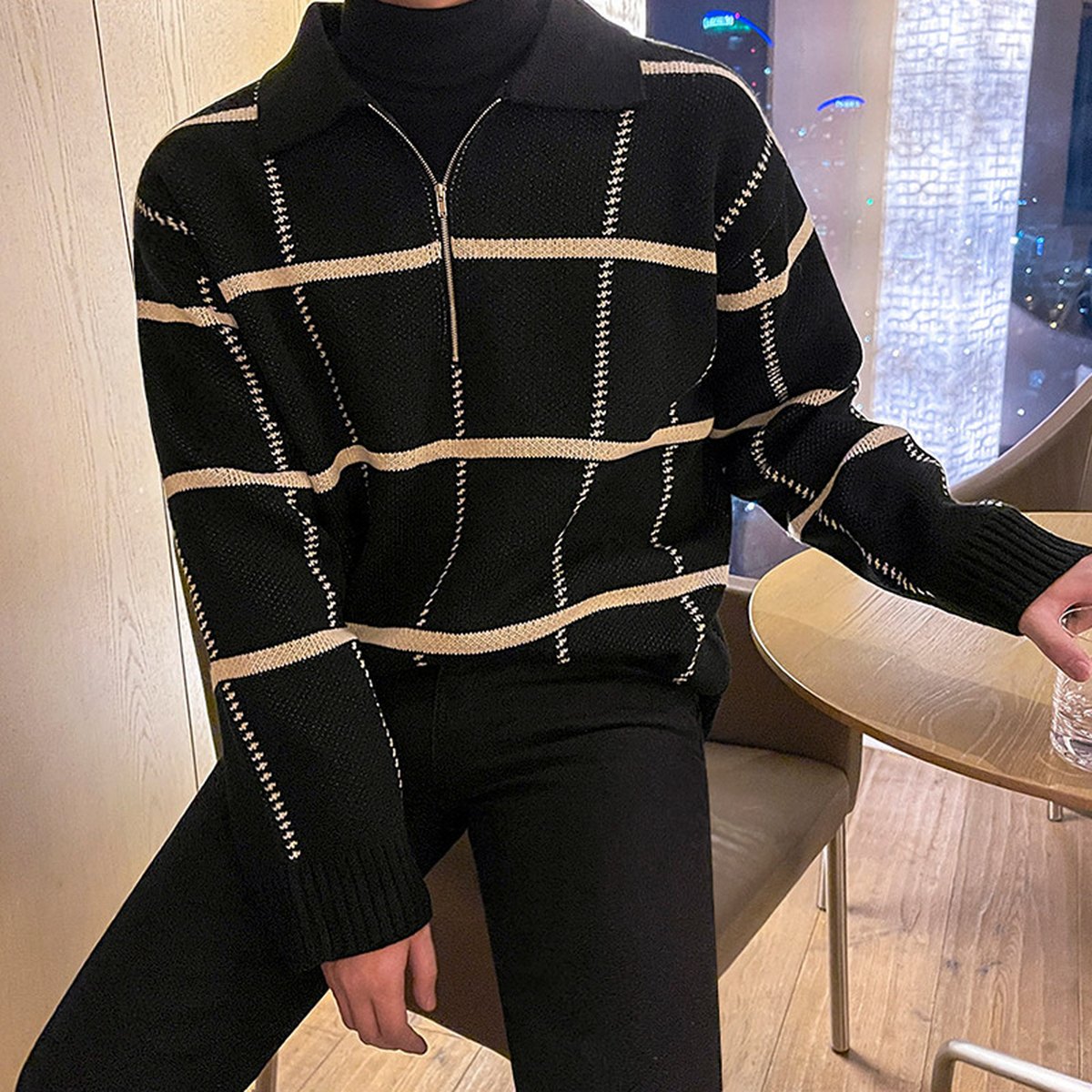 Men's Check Knit Polo