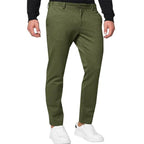 Men's Chino Slim-fit Solid Color Stretch Pleated Tapered