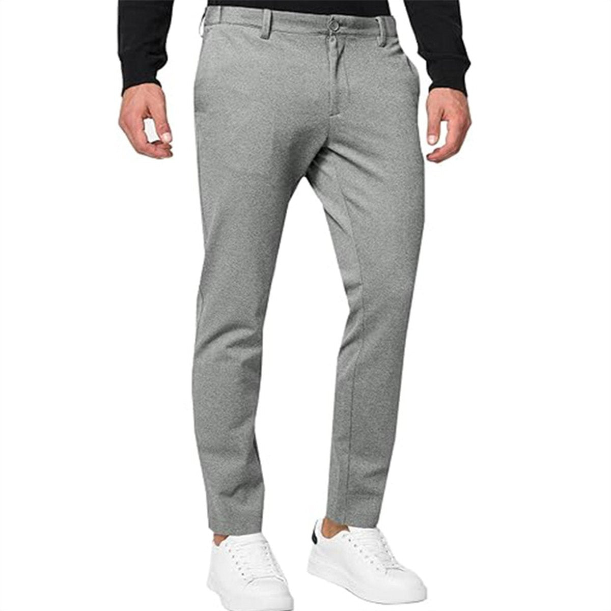 Men's Chino Slim-fit Solid Color Stretch Pleated Tapered