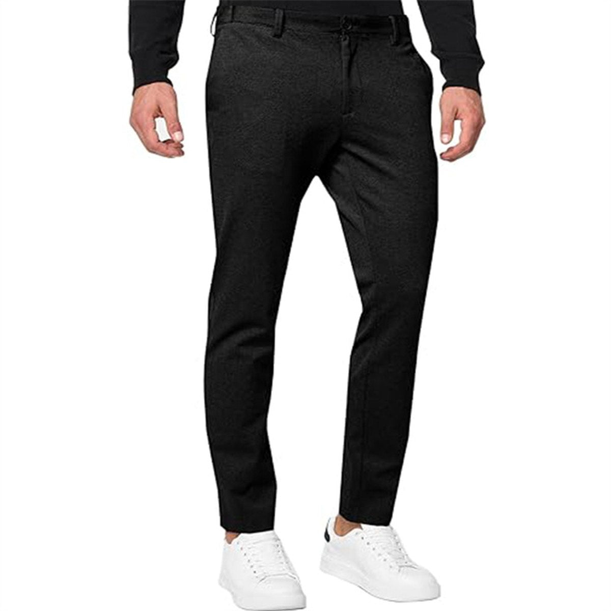 Men's Chino Slim-fit Solid Color Stretch Pleated Tapered