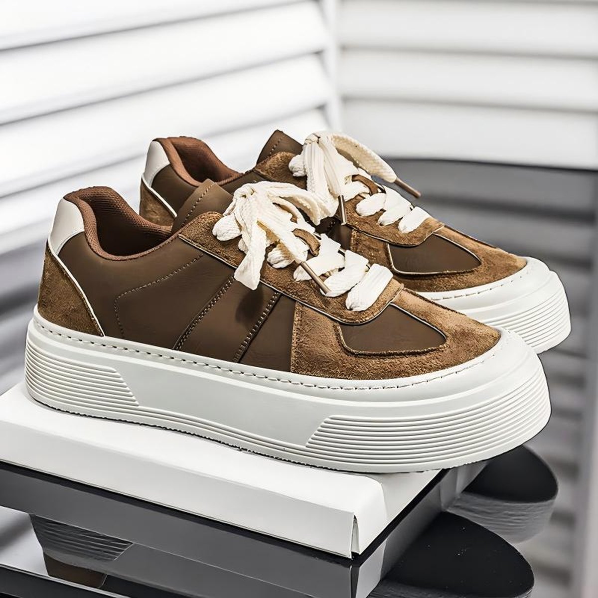 Men's Chunky Platform Heighten Casual Skate Sneakers