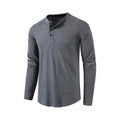 Men's Classic Waffle Henley Tshirt Crew Neck Long