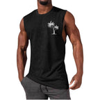 Men's Coconut Tree Embroidery Vest Beach Tank Tops