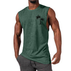 Men's Coconut Tree Embroidery Vest Beach Tank Tops