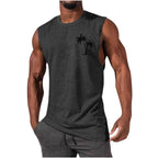 Men's Coconut Tree Embroidery Vest Beach Tank Tops