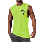 Men's Coconut Tree Embroidery Vest Beach Tank Tops