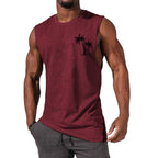 Men's Coconut Tree Embroidery Vest Beach Tank Tops