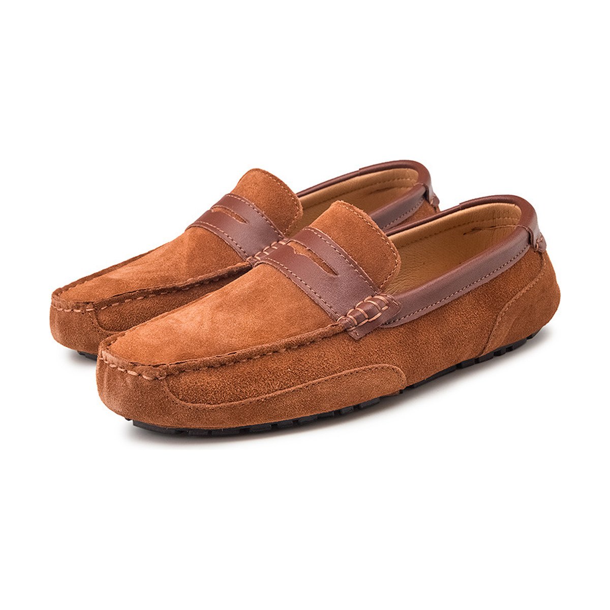 Men's Color-block Edging Slip On Loafer Versatile Leather