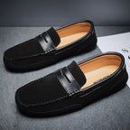 Men's Color-block Edging Slip On Loafer Versatile Leather