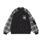 Men's Color Contrast Patchwork Plaid Lamb Wool Coat